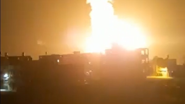 Israel strikes Hamas targets in Khan Yunis in the Gaza Strip late on Monday 