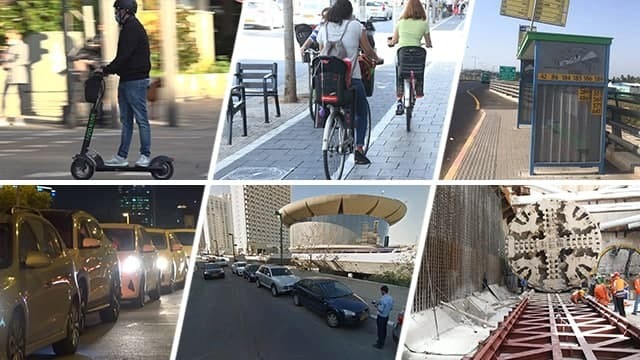 צילום: מוטי קמחי, Google Street View, שחר גולדשטיין, ים נאור תחבורה חניה ציבורית פקק אופניים ביג ראשית