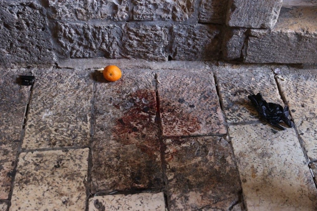 זירת פיגוע הדקירה בשער האריות ירושלים