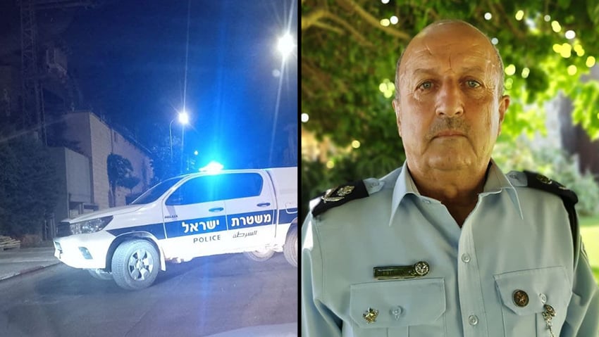 ניידת משטרה בזירת הירי ליד ביתו של ג'מאל חכרוש