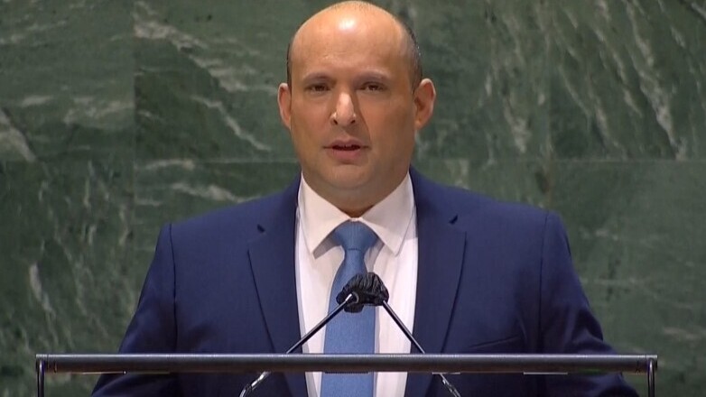 Prime Minister Naftali Bennett at UNGA (Photo: Reuters) נפתלי בנט בנאום ראשון באו"ם