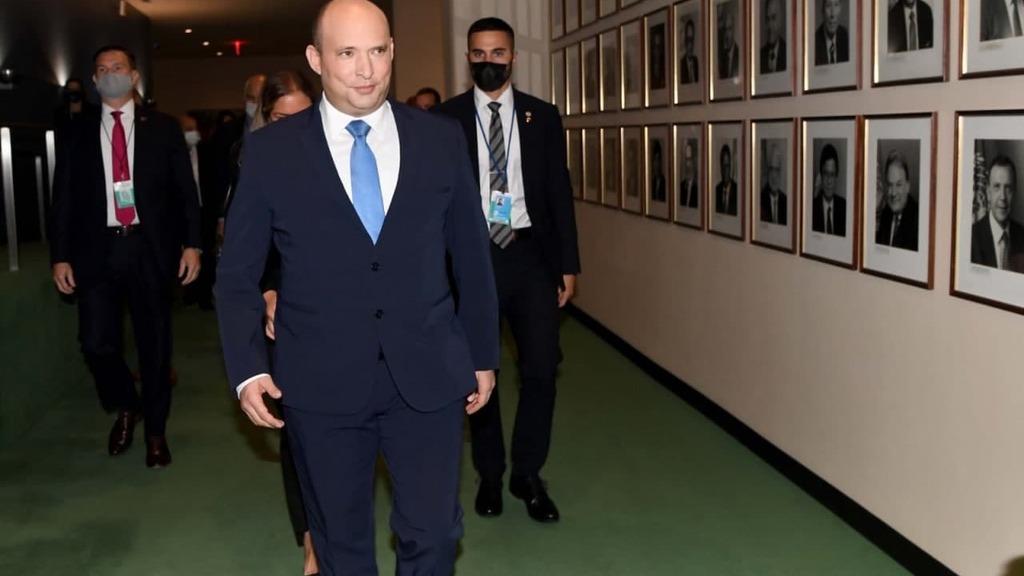 Bennett arrives at UN building (Photo: GPO) נפתלי בנא בנאום ראשון באו"ם