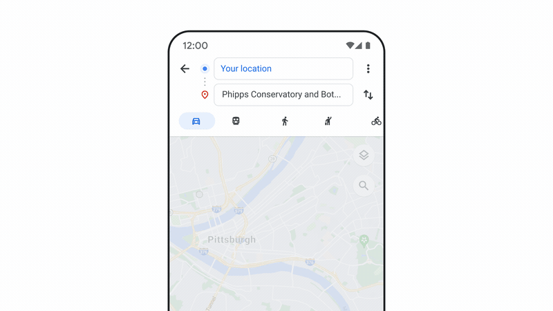העדפת מסלול נסיעה ידידותי לסביבה (מקור: Google) גוגל קיימות