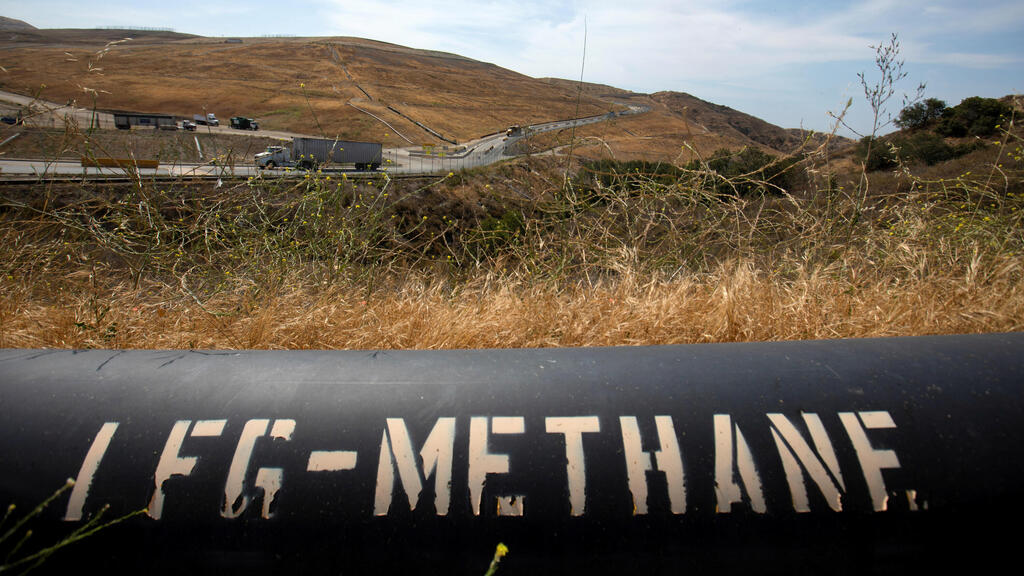 A pipeline that moves methane gas from the Frank R. Bowerman landfill to an onsite power plant is shown in Irvine, California, California, U.S.