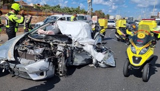 זירת התאונה במחלף קיבוץ גלויות