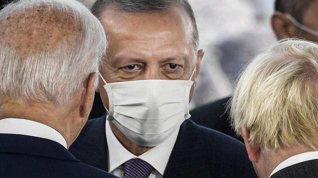 ועידה ועידת פסגה פסגת G20 G-20 ב רומא נשיא ארה"ב ג'ו ביידן נשיא טורקיה רג'פ טאיפ ארדואן ראש ממשלת בריטניה בוריס ג'ונסון