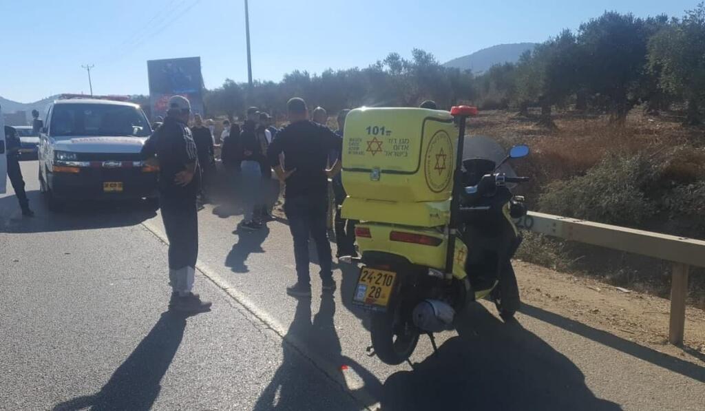 זירת תאונת הדרכים בסכנין (צילום: תיעוד מבצעי מד"א) הרוג בתאונת דרכים בסכנין