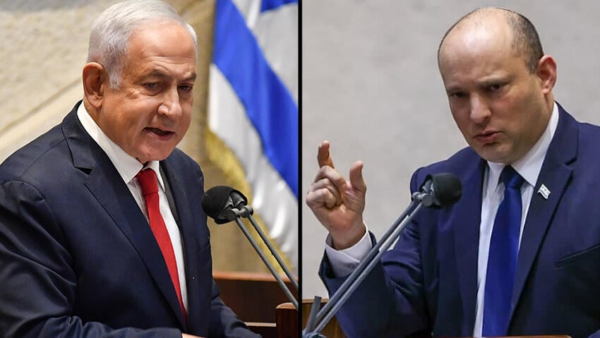 Opposition Leader Benjamin Netanayhu and Prime Minister Naftali Bennett (Photo: Knesset Channel, Yoav Dudkevich) נפתלי בנט ובנימין נתניהו במליאת הכנסת