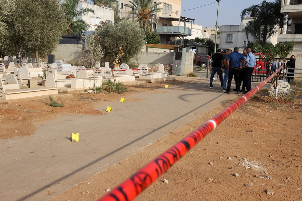 The site of the murder of Mohammed Odeh on Tuesday in Jaljulia (Photo: Yariv Katz) זירת הירי בג'לג'וליה