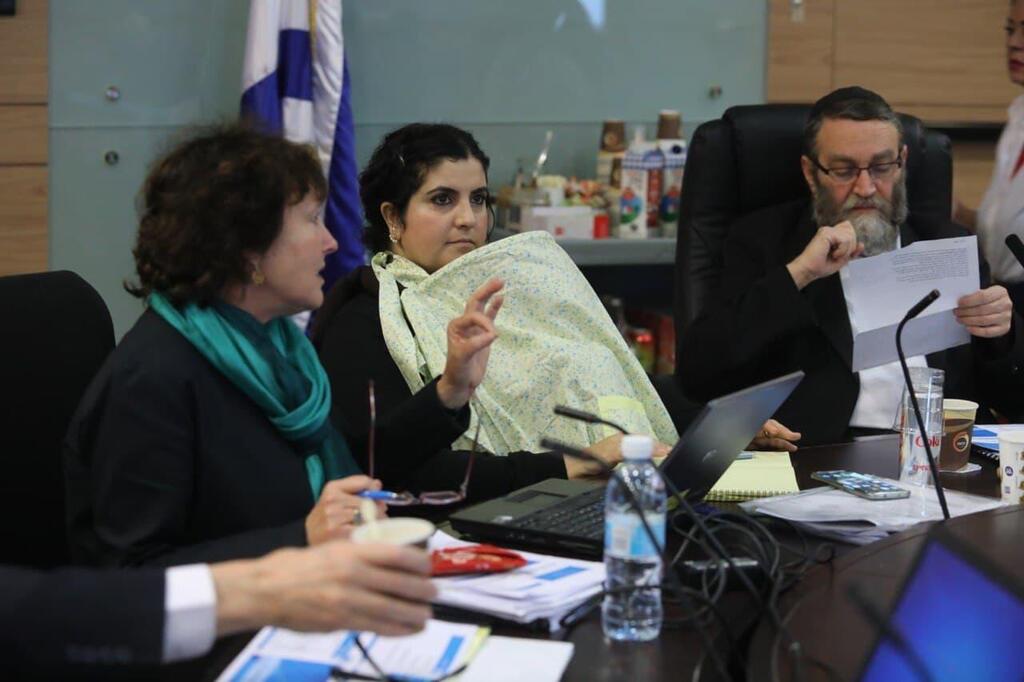 שירלי פינטו עם תינוקת בת 6 ימים במליאת הכנסת