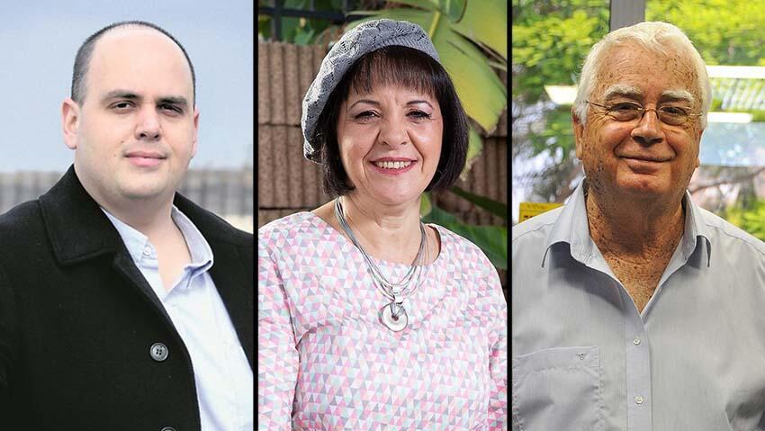 מימין: חיים צורי, עליזה בלוך וצביקה ברוט (צילום: נחום סגל, אלכס קולומויסקי, קובי קואנקס) עליזה ברוך, חיים צורי, צביקה רות