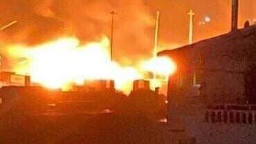 Fire breaks out at the Latakia port in Syria after an attack attributed to Israel early on Tuesday שריפה במתחם המכולות בנמל לטקיה שבסוריה