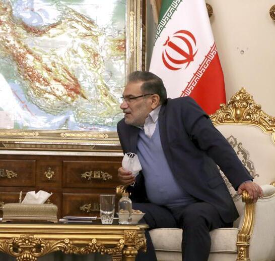 Secretary of Iran's Supreme National Security Council Ali Shamkhani, right, speaks with United Arab Emirates' top national security adviser Sheikh Tahnoon bin Zayed Al Nahyan during their meeting in Tehran, Iran 