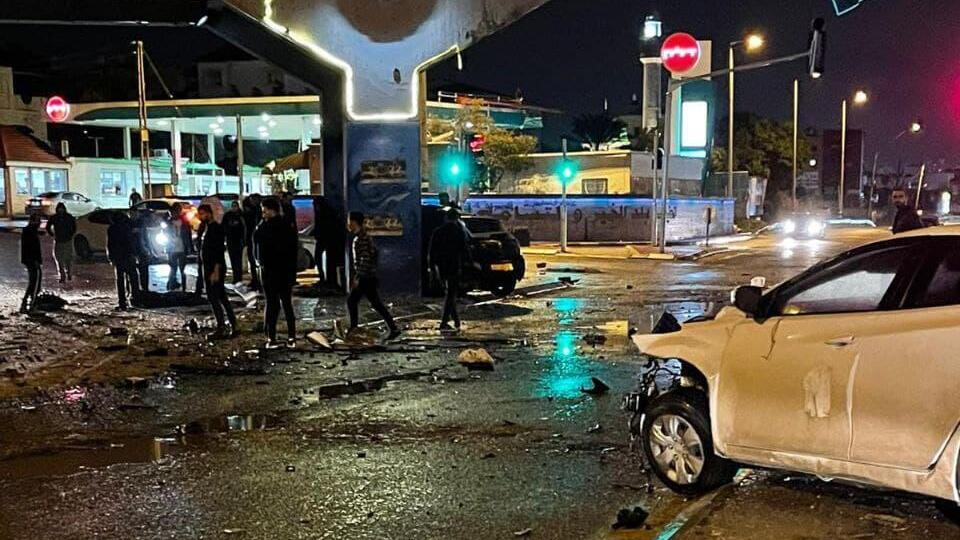 זירת התאונה בכניסה לטייבה