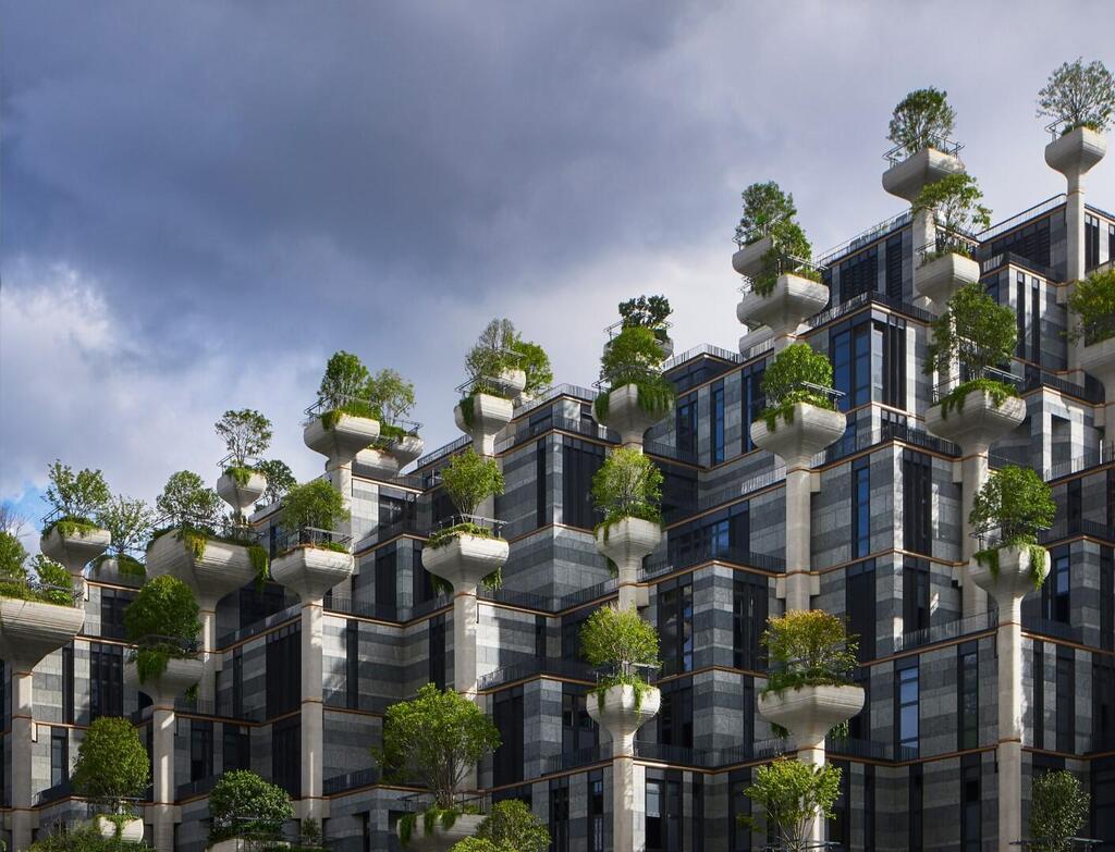 תשובה לגנים התלויים בבבל (צילום: Qingyan Zhu, מאתר heatherwick.com) 1000 עצים