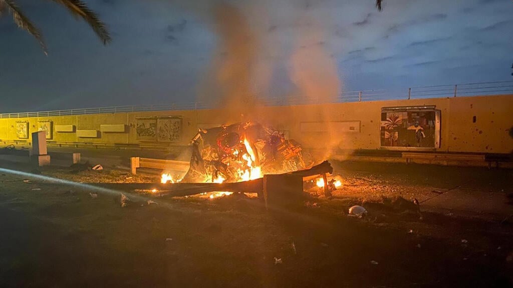 Aftermath of the U.S. strike that killed Iranian Revolutionary Guards Quds force commander Qassem Soleimani in 2020 