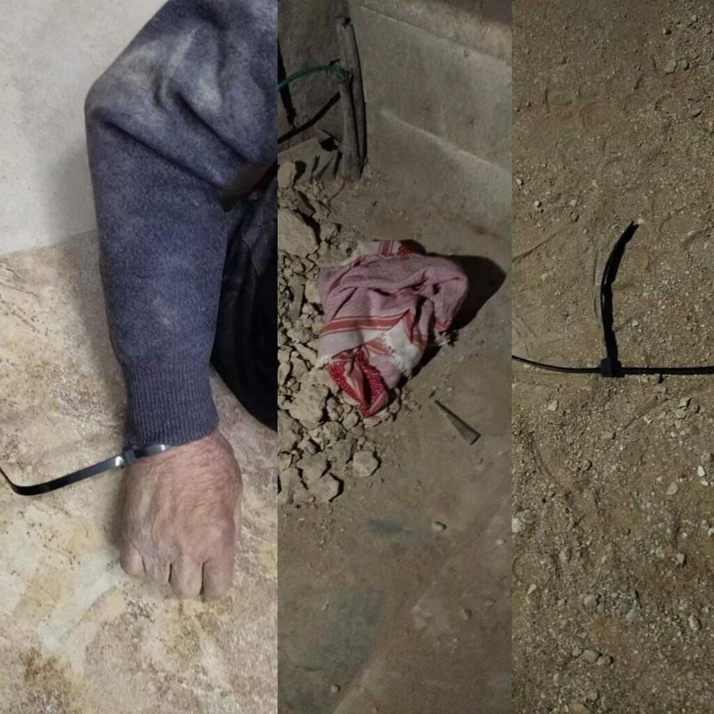 האזיקון והפלנלית שנמצאו ליד אסעד
עמר אסעד כשהיה אזוק באזיקון