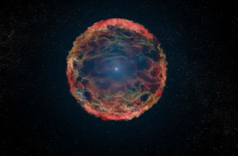An illustration of an exploding star in the galaxy M81 whose light reached the Milky Way 21 years ago (Photo: ESA) An artist's impression of supernova