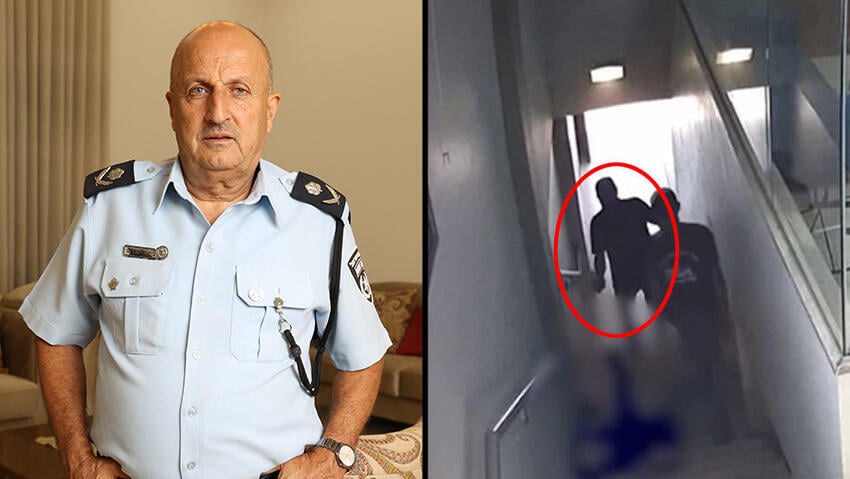 ניצב חכרוש והתיעוד שבו הוא נראה מדלג מעל גופת פצוע קשה (צילום: אלעד גרשגורן) ניצב ג'מאל חכרוש מדלג מעל פצוע בקטטה ויוצא מזירת רצח בבית עסק בכפר כנא