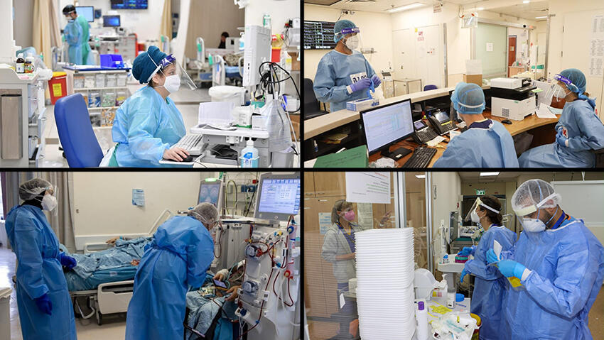 COVID-19 wards in several Israeli hospitals (Photo: Yoav Dudkevitch, Yariv Katz, Hadassah Ein Kerem) מחלקות קורונה