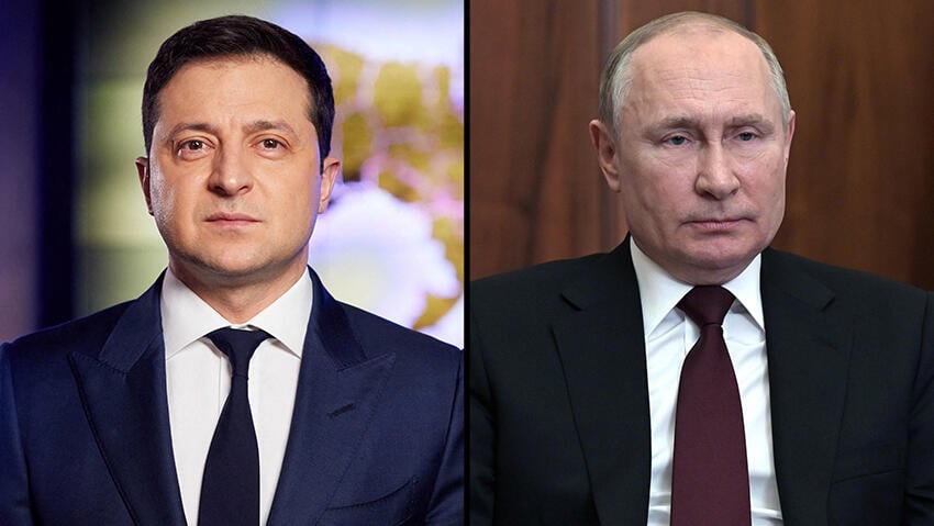 Ukrainian President Volodymyr Zelensky and Russian President Vladimir Putin 