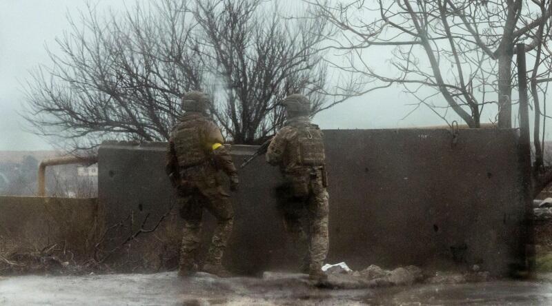 Ukrainian troops stationed in Mariupol amid a Russian invasion, February 24, 2022 
