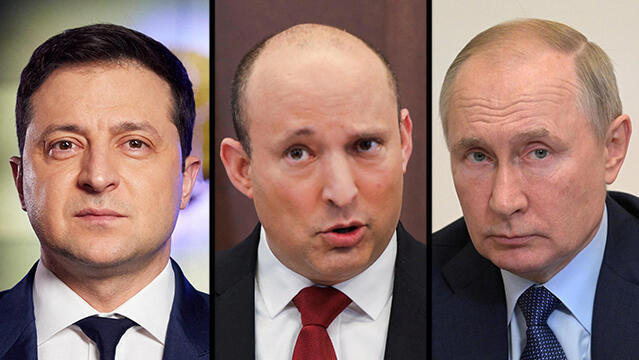  Volodymyr Zelensky, Naftali Bennett, Vladimir Putin 