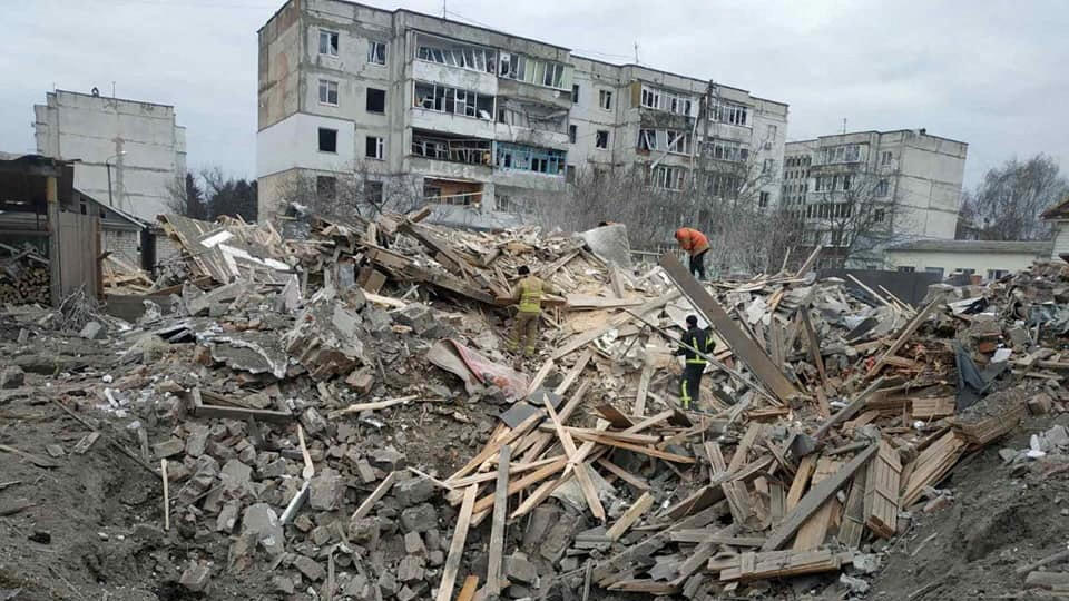 נזק למבנים באזור ז'יטומיר אוקראינה