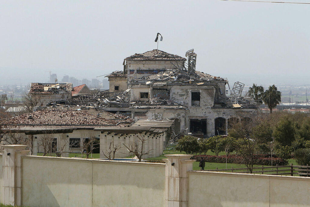 View of a damaged building in the aftermath of missile attacks in Erbil, Iraq 