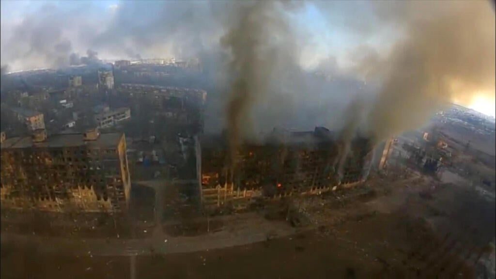 Mariupol during Russian bombing 