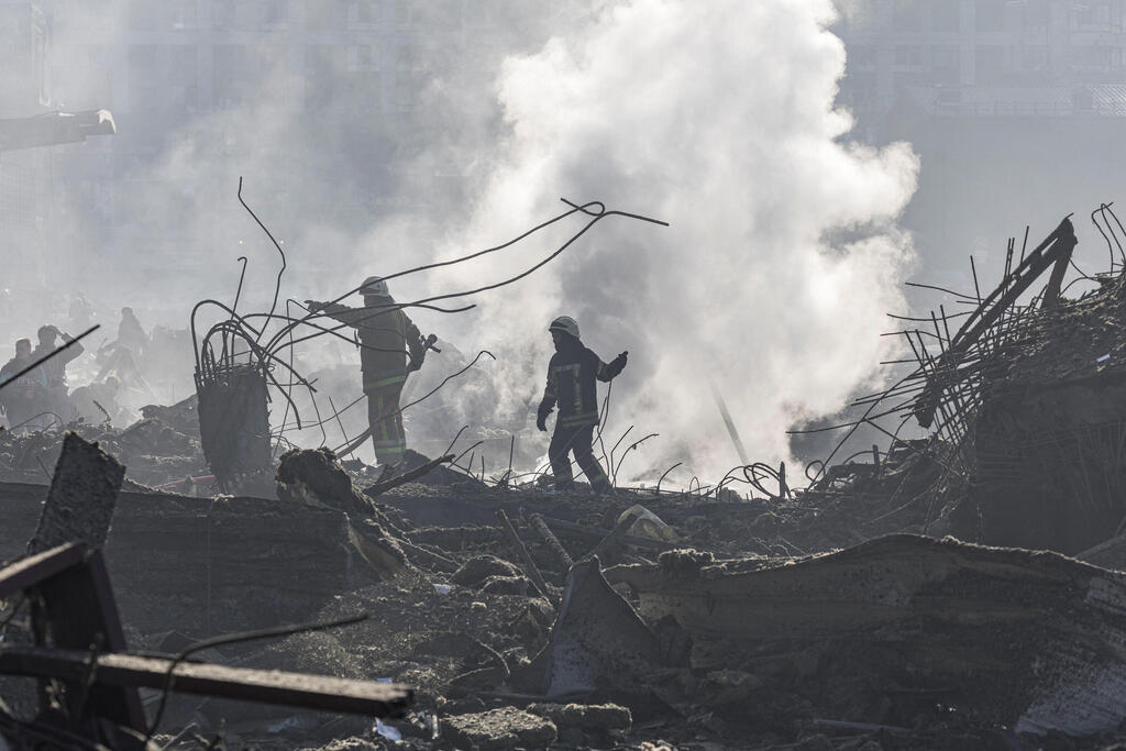 Aftermath of Russian strikes on Monday in Kyiv 