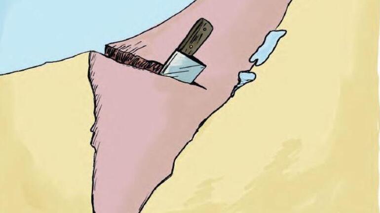 Illustration of the Negev being carved out into a separate state (Photo: Yotam Fishbein) The Negev today is like a different state