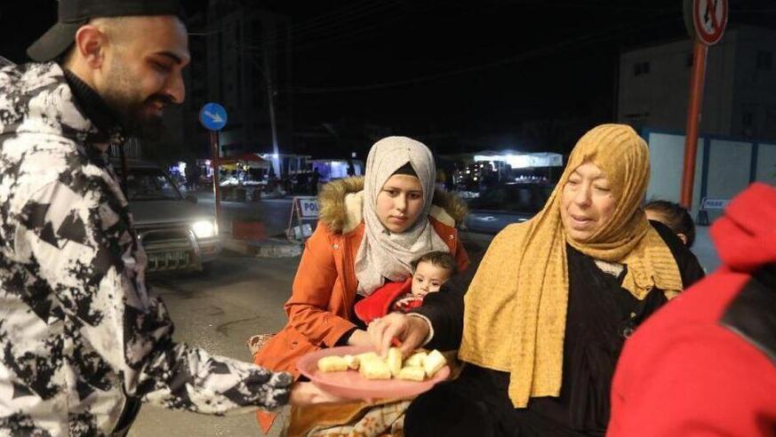 Palestinians in Gaza celebrating the terror attack that killed 5 in Bnei Brak on Tuesday 