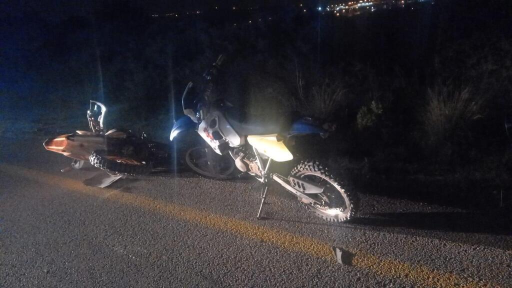 זירת תאונת הפגע וברח ליד צופים ( צילום דוברות המשטרה) נהג ה פוגע תושב טירה תאונה אופנוע פגע וברח ב כביש 5502