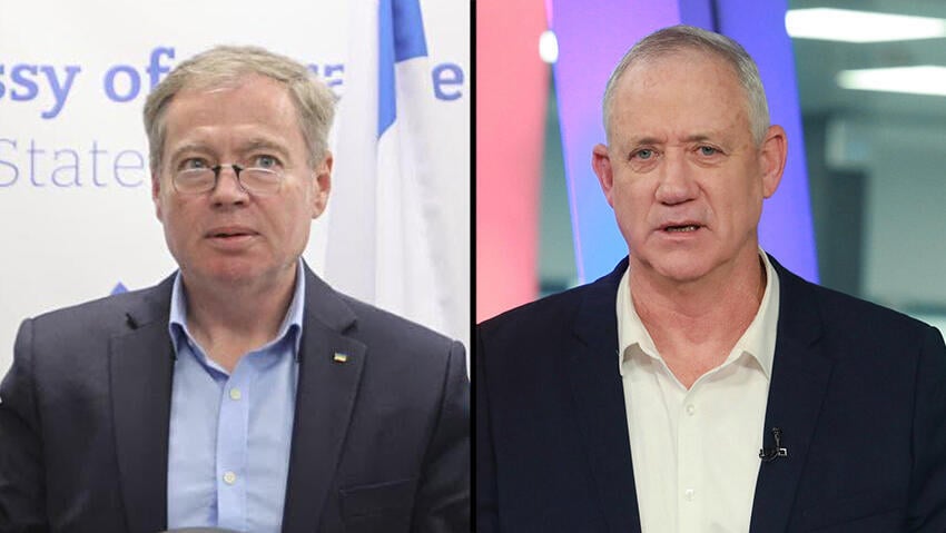 השר גנץ והשגריר קורניצ'וק (צילום: דנה קופל, מוטי קמחי) השר גנץ והשגריר קורניצ'וק