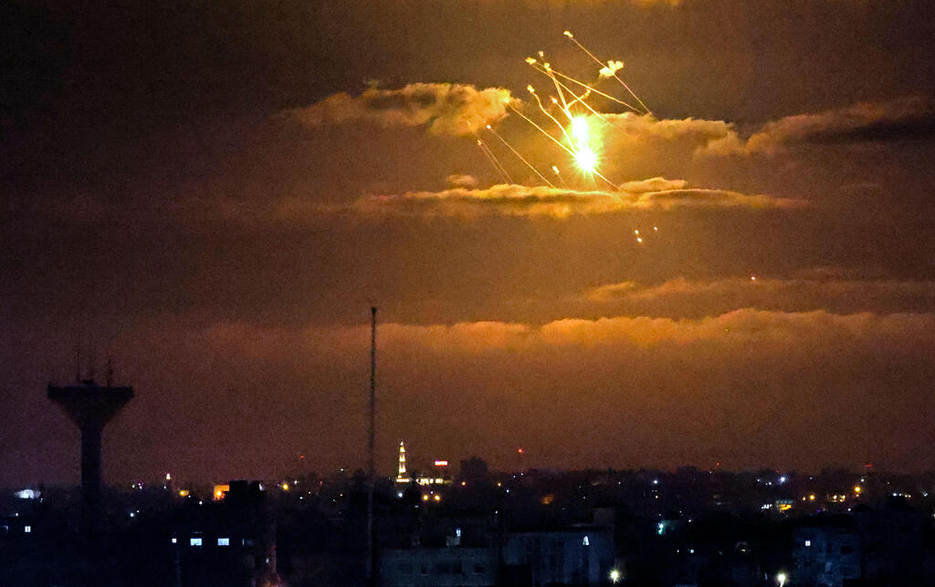 Iron Dome missiles defense system intercepts rockets fired from Gaza on Southern Israel early on Thursday  