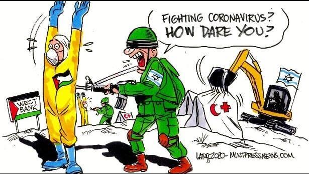 קריקטורה נגד ישראל. "נלחמים בקורונה? איך אתם מעזים?"