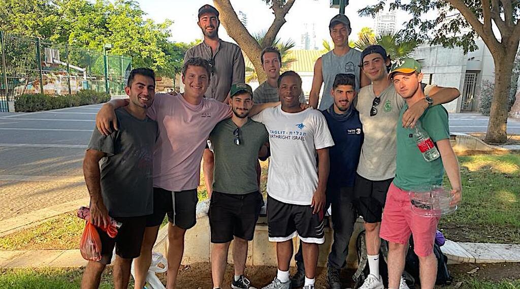 Jared Armstrong (center) with other participants on a Birthright trip to Israel in 2021 (Courtesy of Jared Armstrong) Jared Armstrong (center) with other participants on a Birthright trip to Israel in 2021.