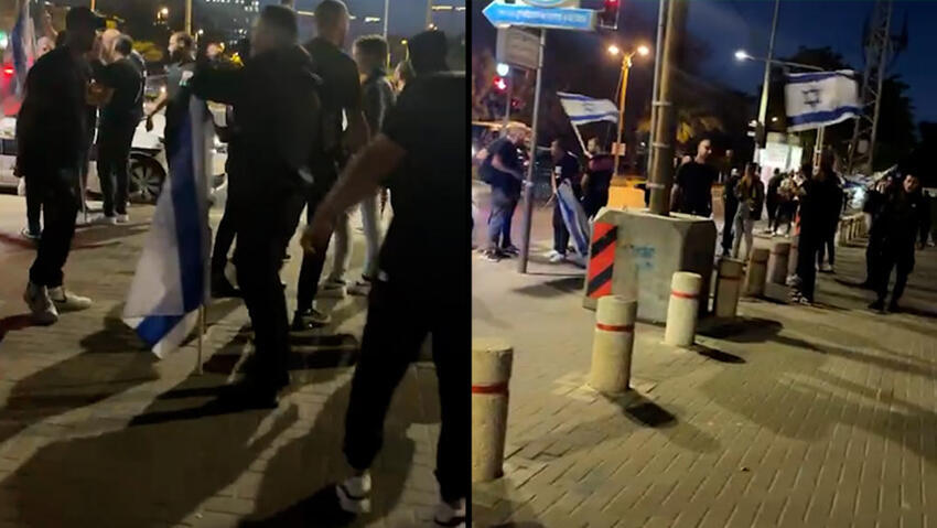 ההפגנה מחוץ למעונות האוניברסיטה, אמש הפגנה נגד סטודנטים ערבים באוניברסיטת תל אביב