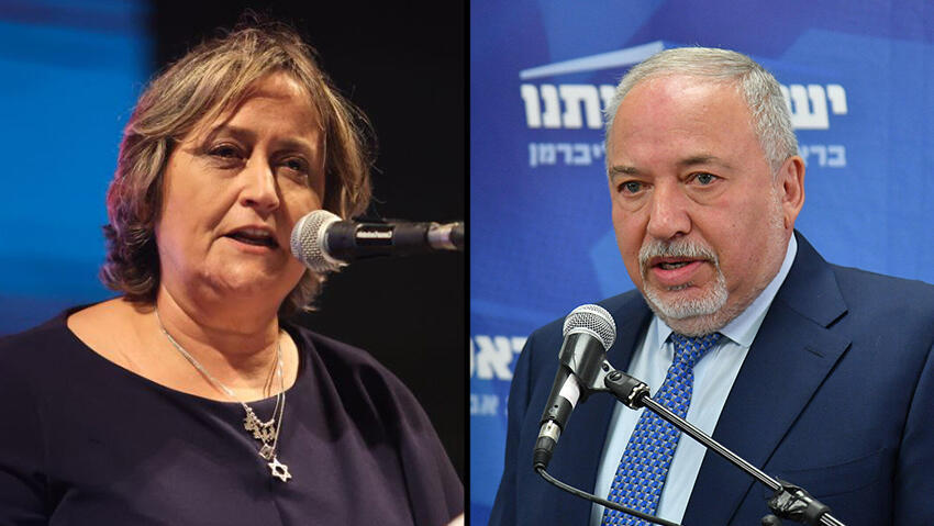 שר האוצר ליברמן ומזכ"לית הסתדרות המורים בן דויד (צילום: יואב דודקביץ', מוטי קמחי ) אביגדור ליברמן