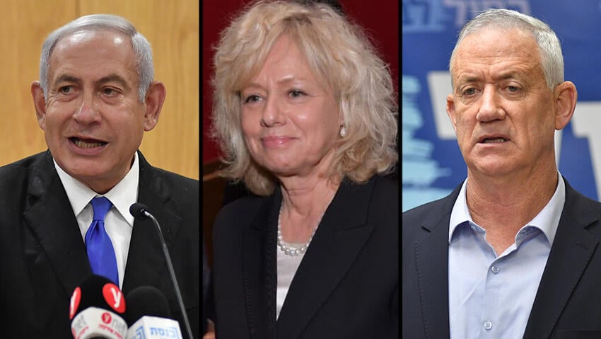 "גם נתניהו מינה בממשלת מעבר". גנץ, בהרב-מיארה ונתניהו (צילום: יואב דודקביץ', דוברות משקד המשפטים) בני גנץ