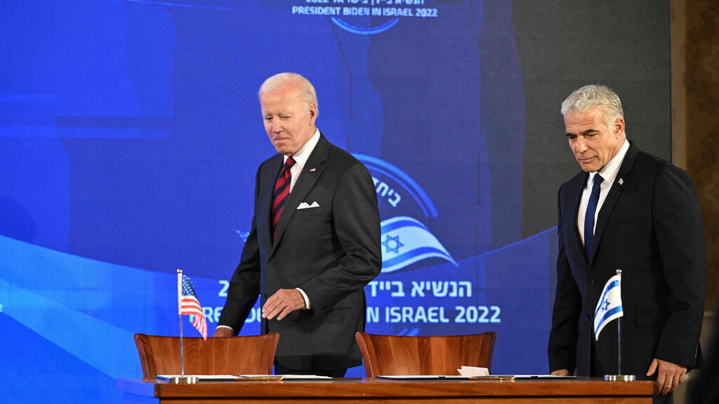 הצהרה הצהרת ירושלים ל שותפות אסטרטגית ארה"ב ארצות הברית ישראל מסיבת עיתונאים ג'ו ביידן נשיא ביקור יאיר לפיד ראש הממשלה