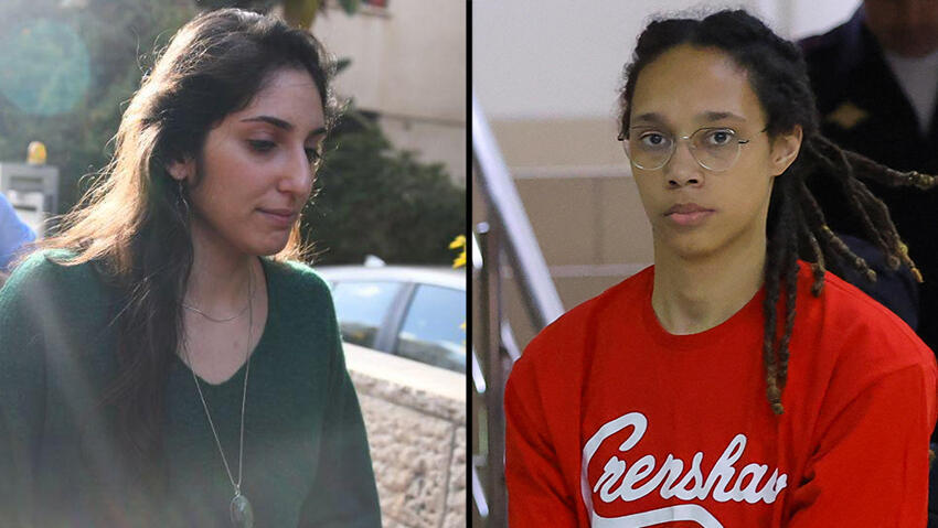 Naama Isaschar and Brittney Griner (Photo: Yair Sagi, Reuters) Naama Isaschar and Brittney Griner
