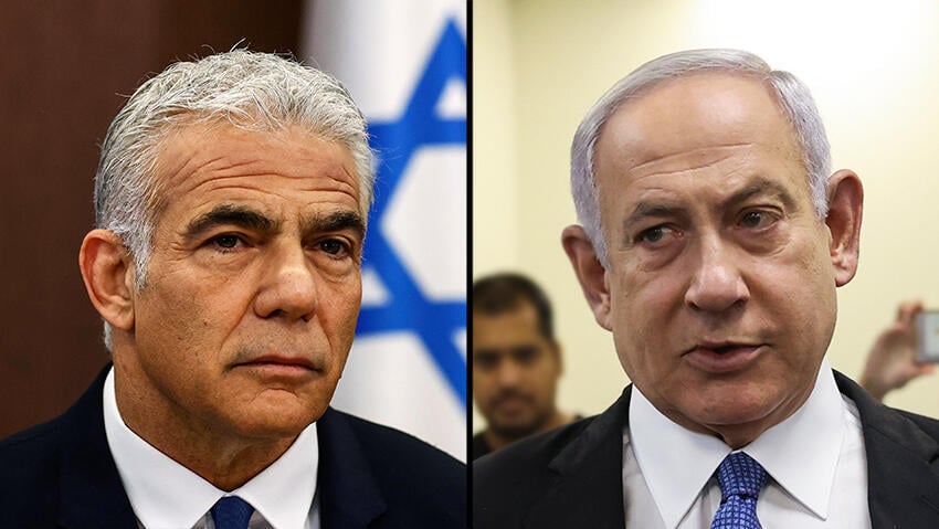 "נתניהו לא יכול להיות פרטנר, לפיד יכול להיות רק ראש ממשלת מעבר". יו"ר האופוזיציה וראש הממשלה (צילום: אלכס קולומויסקי, AP) "נתניהו לא יכול להיות פרטנר, לפיד יכול להיות רק ראש ממשלת מעבר". יו"ר האופוזיציה וראש הממשלה