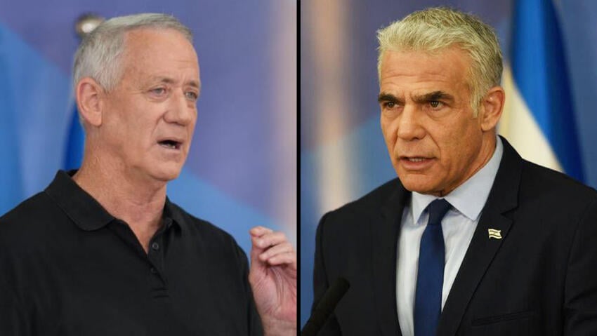 Defense Minister Benny Gantz and Prime Minister Yair Lapid (Photo: Elad Malka) וחצאין שלו עם לפיד מעכשיו
