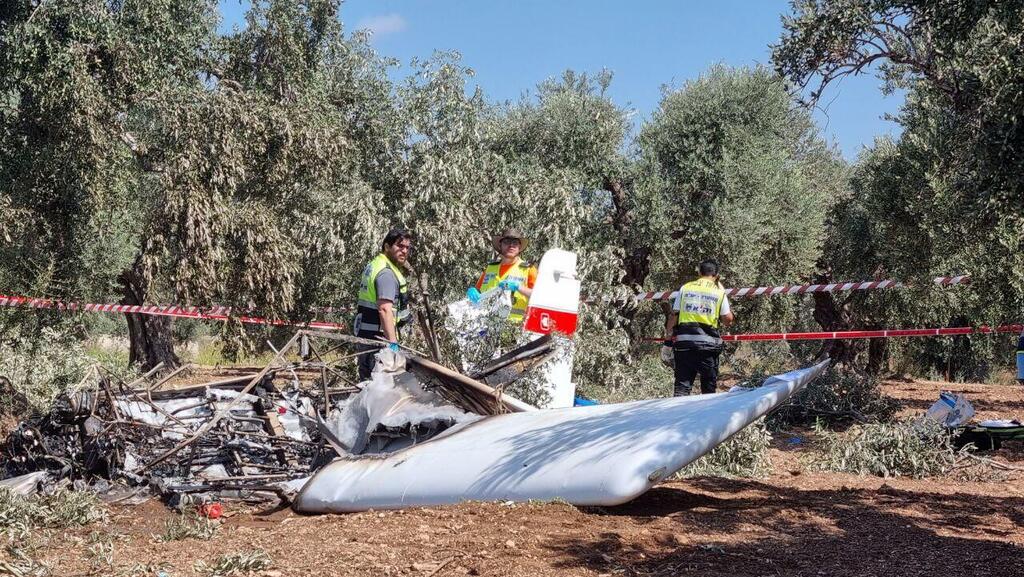 זירת התרסקות המטוס (צילום: שמיר אלבז) זירת התרסקות המטוס הקל