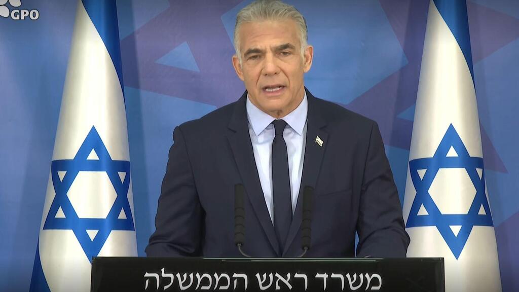 Prime Minister Yair Lapid (Photo: GPO) ראש הממשלה יאיר לפידבהצהרה לתקשורת עם סיום מבצע עלות השחר
