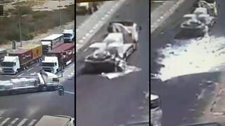 תיעוד: חומר איטום נשפך ממשאית על הכביש בצומת ניר גלים 