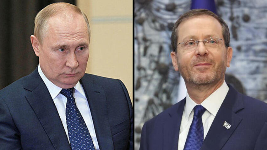 Russian President Vladimir Putin and President Isaac Herzog (Photo: Reuters, Yonatan Zindel) נשיא רוסיה ולדימיר פוטין