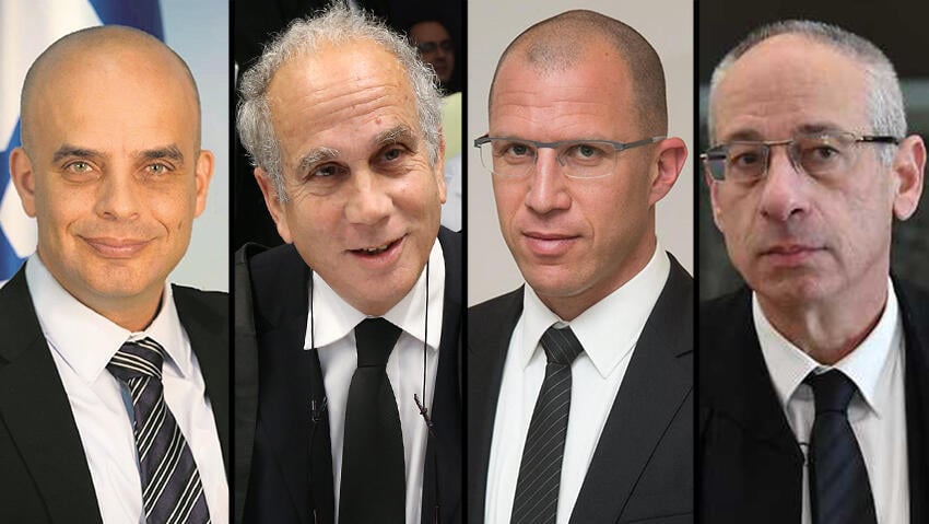 עורכי הדין נבות תל צור, טל שפירא, גיורא אדרת ודן אלדד (צילום: צביקה גולדשטיין, יואב דודקביץ, שאול גולן, משרד המשפטים) עורך דין נבות תל צור טל שפירא גיורא אדרת